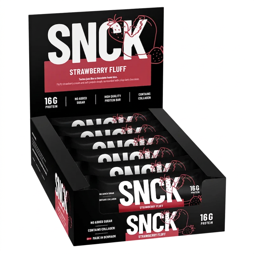 Låda (12-pack) SNCK Protein Bar Strawberry Fluff