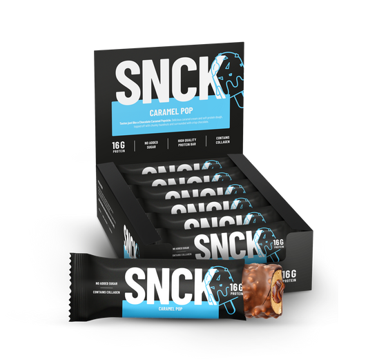 Låda (12-pack) SNCK Proteinbar Caramel Pop