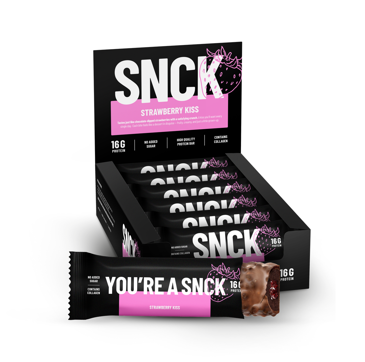 Låda (12-pack) SNCK Proteinbar Strawberry Kiss