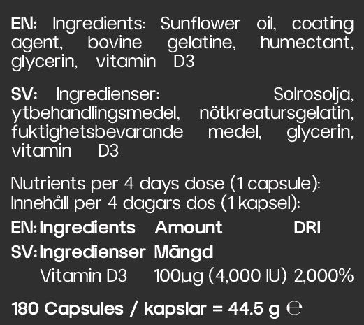Vitamin D3 4000 IU – 180 Softgels | Nord Shot